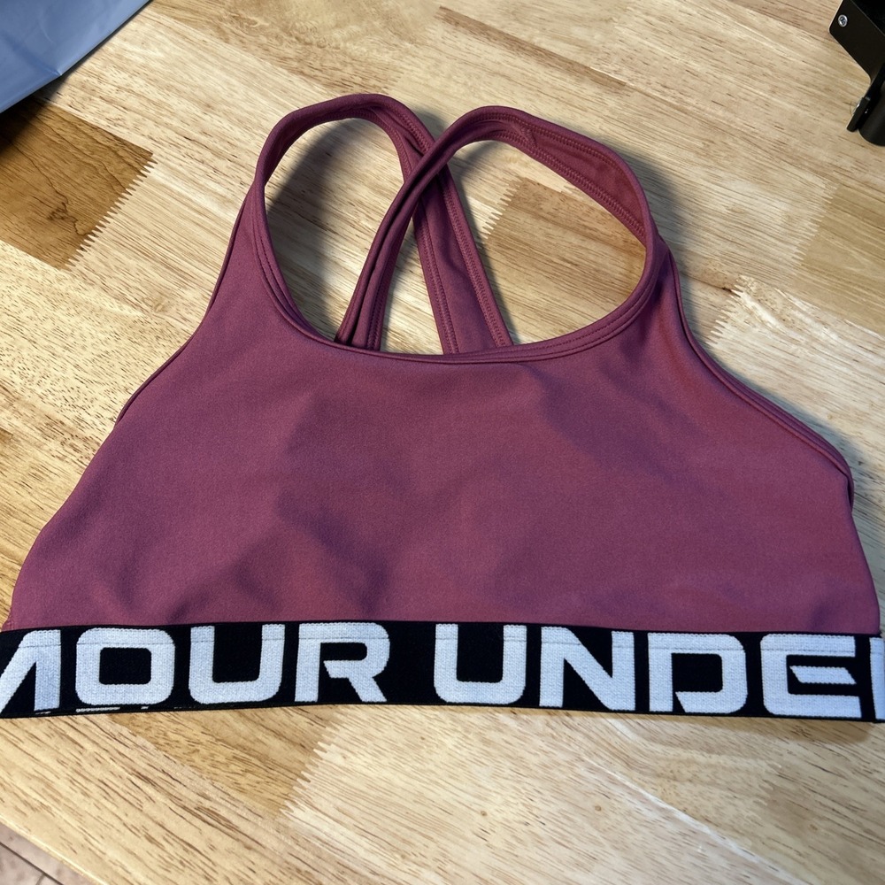 Under Armour Sports Bra Girls Fuchsia Stretch Crossback Youth Large 1390066